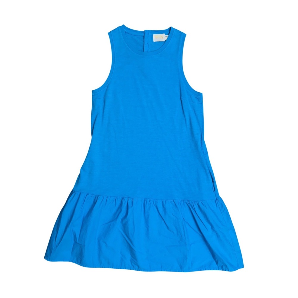 Nation LTD harumi Blue Cotton Sleeveless Drop Waist Ruffle Hem Dress S coastal
